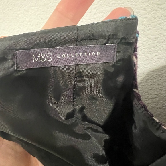 Marks & Spencer Wool Blend Plaid Mini Skirt Blue Tartan Lined Preppy UK10/US6 - Picture 4 of 9